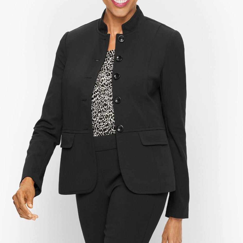 TALBOTS Women's Size Medium Large Button Closure Black Business Blazer